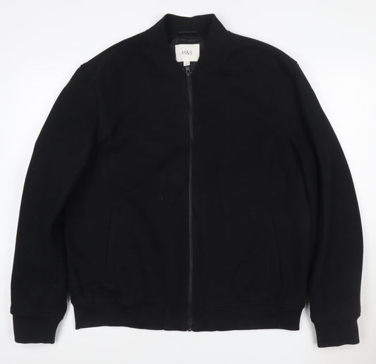 Marks and Spencer Men's Black L Bomber Jacket Cotton Blend