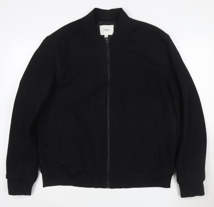 Marks and Spencer Men's Black L Bomber Jacket Cotton Blend