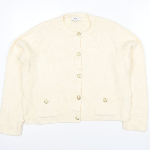 Marks and Spencer Women's Ivory Knit Button Cardigan Size S