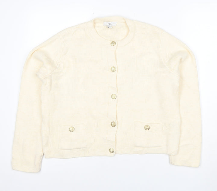 Marks and Spencer Women's Ivory Knit Button Cardigan Size S