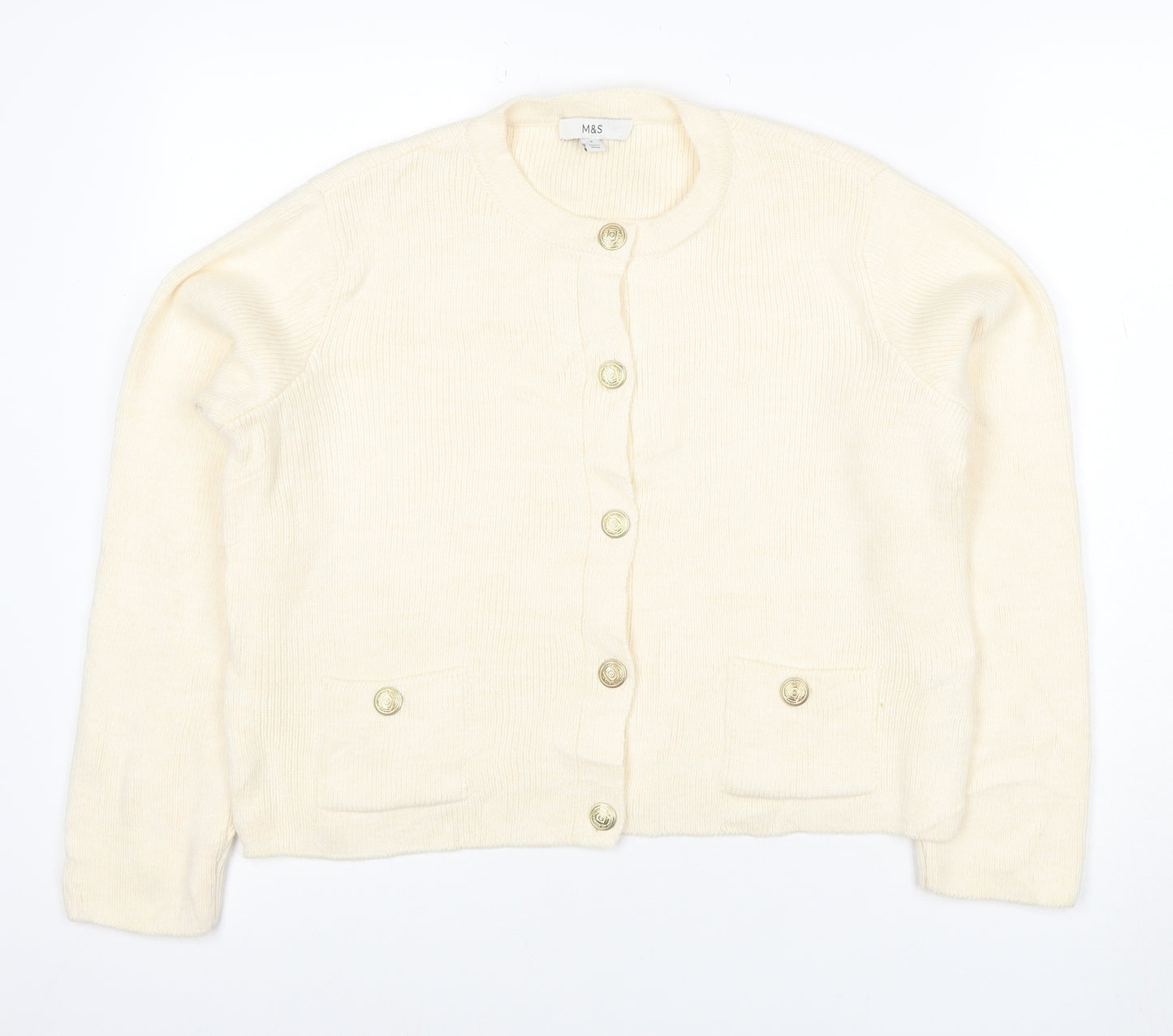 Marks and Spencer Women's Ivory Knit Button Cardigan Size S