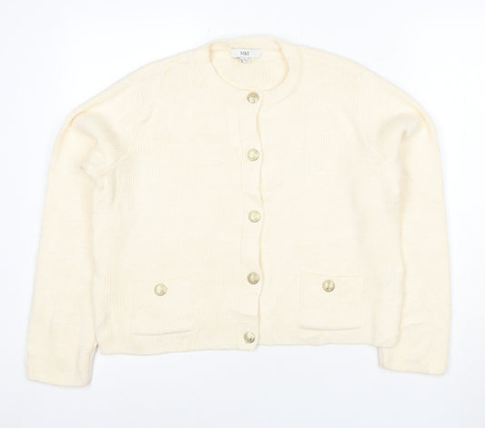 Marks and Spencer Women's Ivory Knit Button Cardigan Size S
