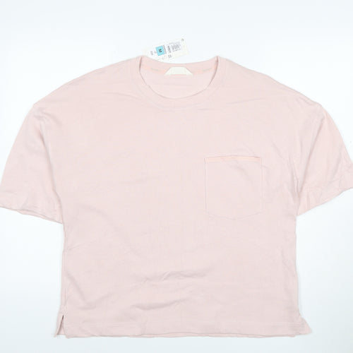 Marks and Spencer Womens Pink Cotton Relaxed Fit Basic T-Shirt M