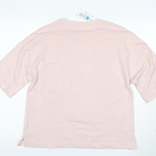 Marks and Spencer Womens Pink Cotton Relaxed Fit Basic T-Shirt M