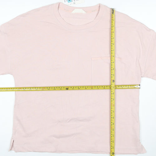 Marks and Spencer Womens Pink Cotton Relaxed Fit Basic T-Shirt M