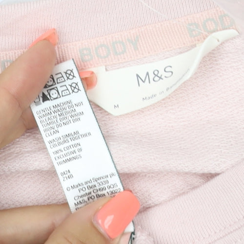 Marks and Spencer Womens Pink Cotton Relaxed Fit Basic T-Shirt M