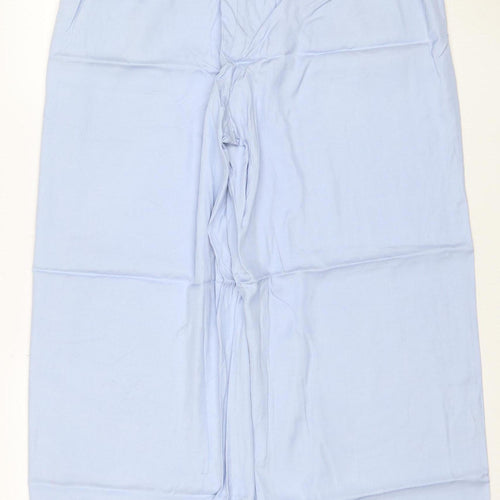 Jaeger Women Blue Wide-Leg Viscose Trousers Size 14
