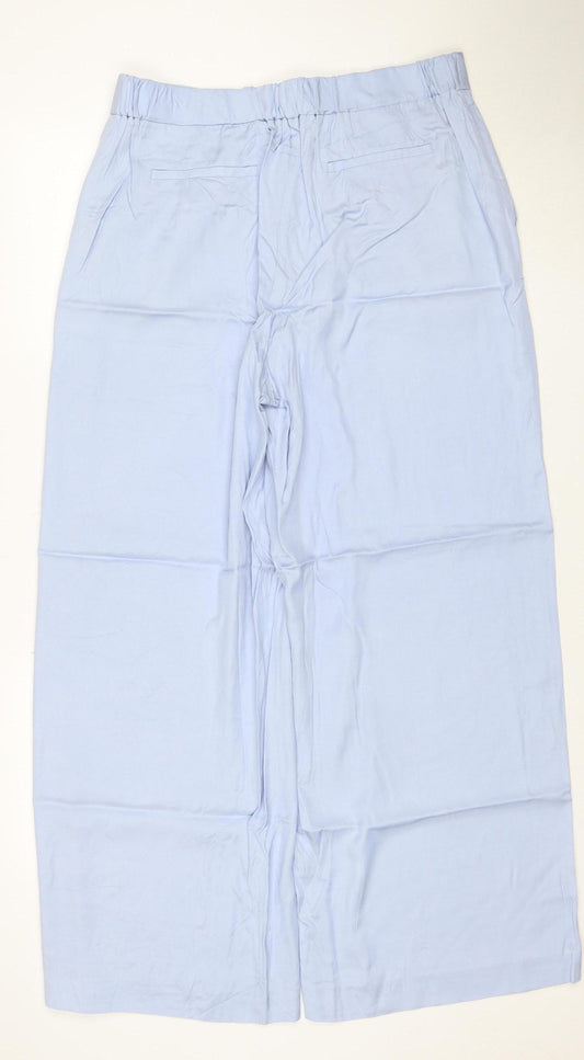 Jaeger Women Blue Wide-Leg Viscose Trousers Size 14