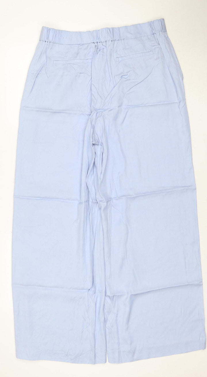 Jaeger Women Blue Wide-Leg Viscose Trousers Size 14
