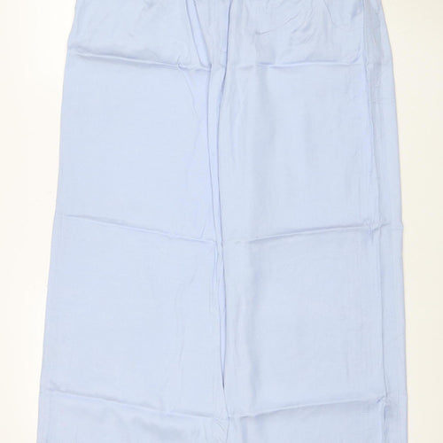 Jaeger Women Blue Wide-Leg Viscose Trousers Size 14