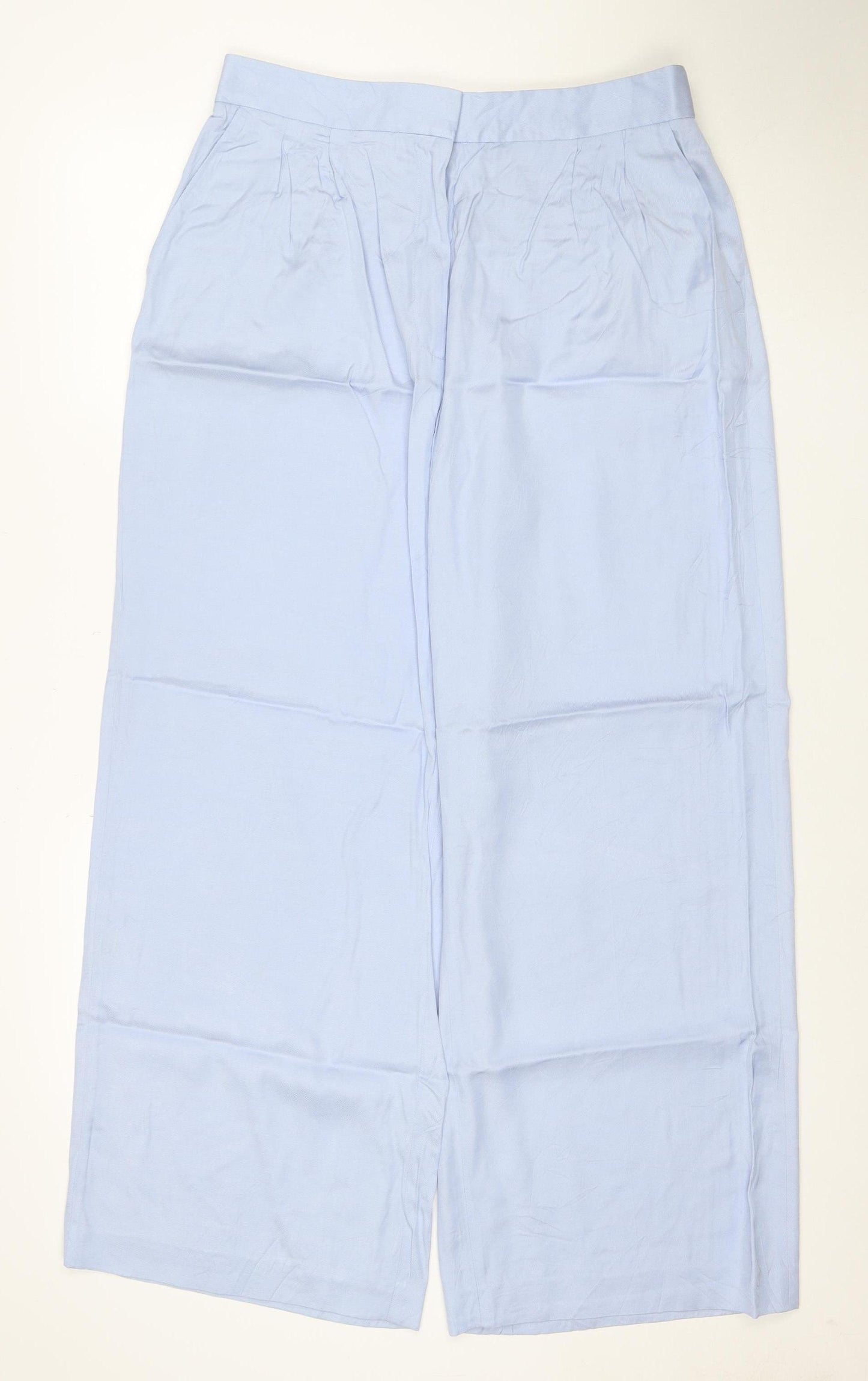 Jaeger Women Blue Wide-Leg Viscose Trousers Size 14