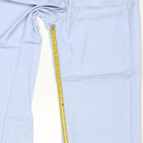 Jaeger Women Blue Wide-Leg Viscose Trousers Size 14