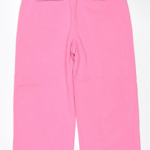 Marks and Spencer Womens Pink Cropped Wide-Leg Trousers Size 18