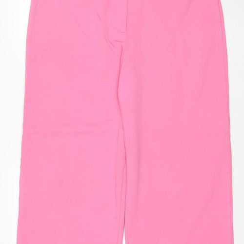 Marks and Spencer Womens Pink Cropped Wide-Leg Trousers Size 18