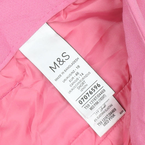 Marks and Spencer Womens Pink Cropped Wide-Leg Trousers Size 18