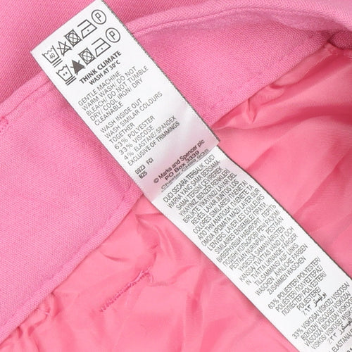Marks and Spencer Womens Pink Cropped Wide-Leg Trousers Size 18