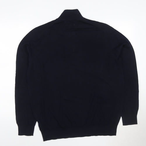 Marks and Spencer Mens Blue XL Merino Wool Half Zip Jumper
