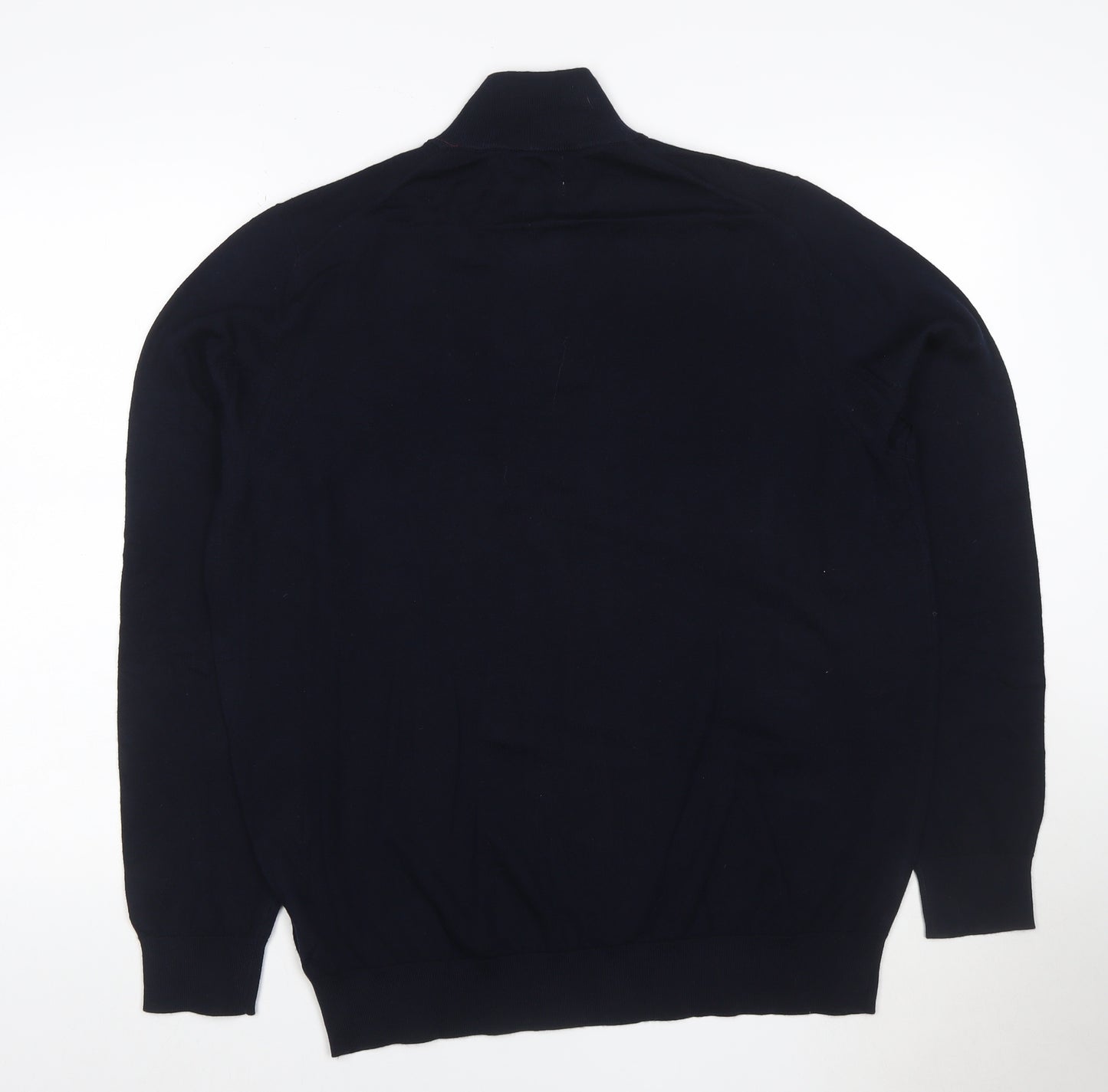 Marks and Spencer Mens Blue XL Merino Wool Half Zip Jumper