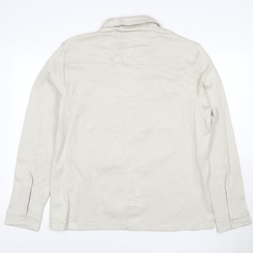 Marks and Spencer Men’s Beige Twill Zip Jacket L Collared Cotton Blend