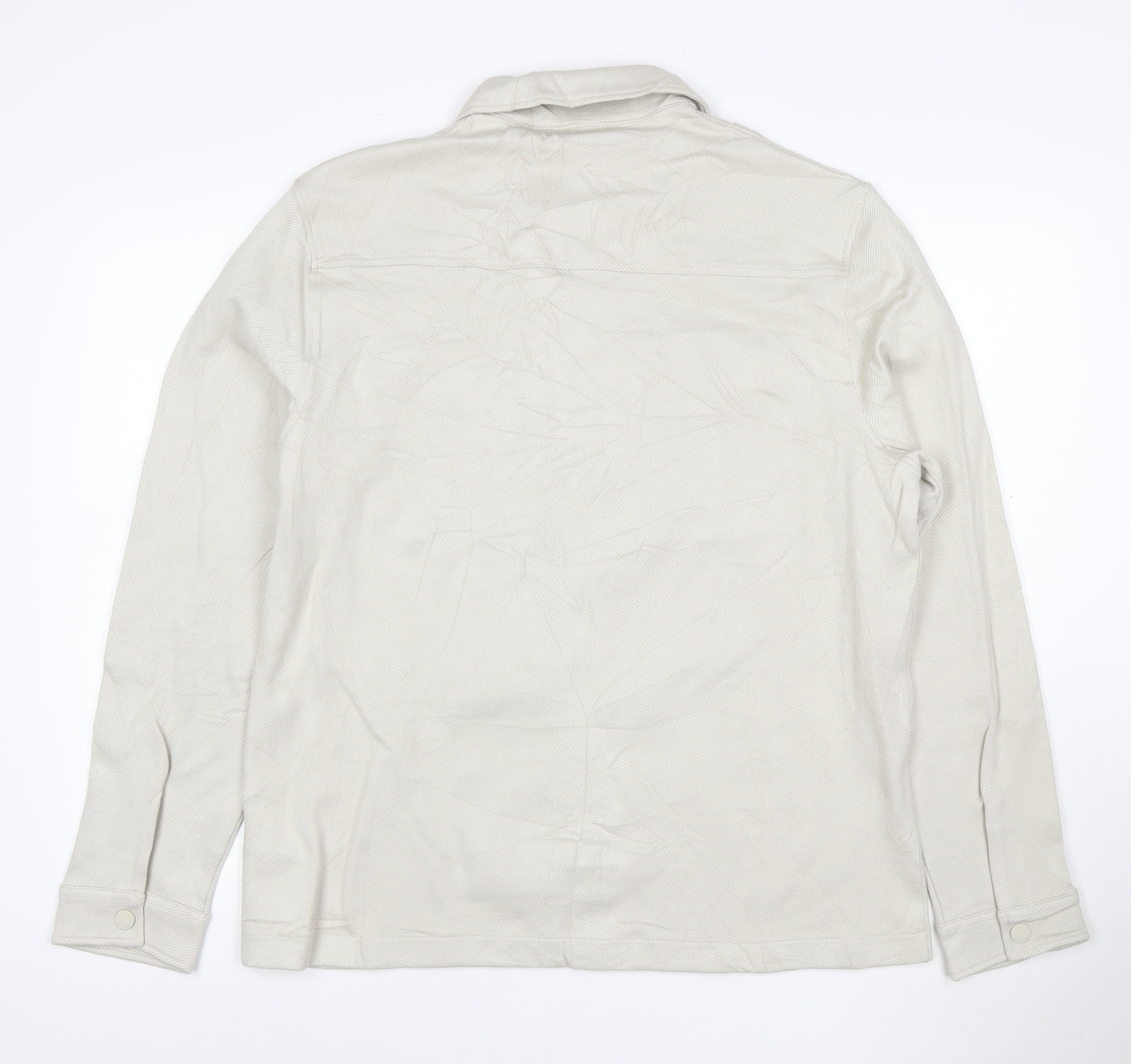 Marks and Spencer Men’s Beige Twill Zip Jacket L Collared Cotton Blend