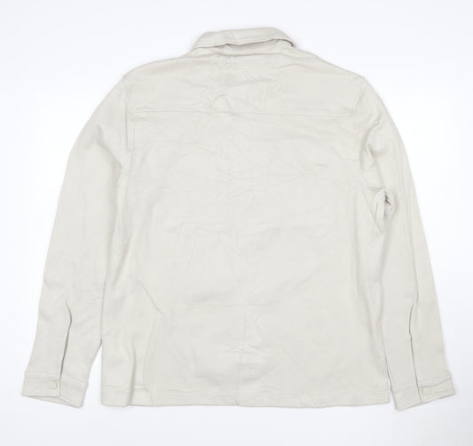 Marks and Spencer Men’s Beige Twill Zip Jacket L Collared Cotton Blend