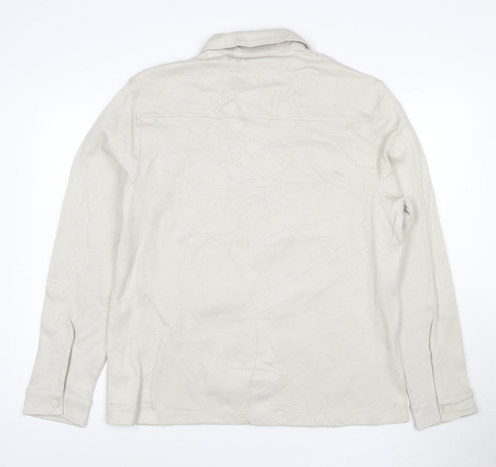 Marks and Spencer Men’s Beige Twill Zip Jacket L Collared Cotton Blend