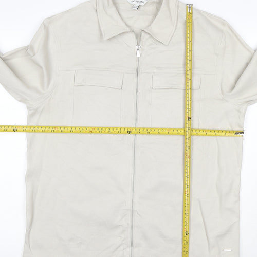Marks and Spencer Men’s Beige Twill Zip Jacket L Collared Cotton Blend