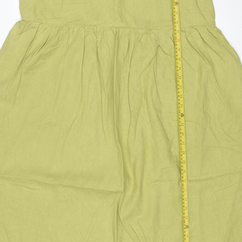 Marks and Spencer Women Green Linen Rich Sleeveless Midi Dress Size 22