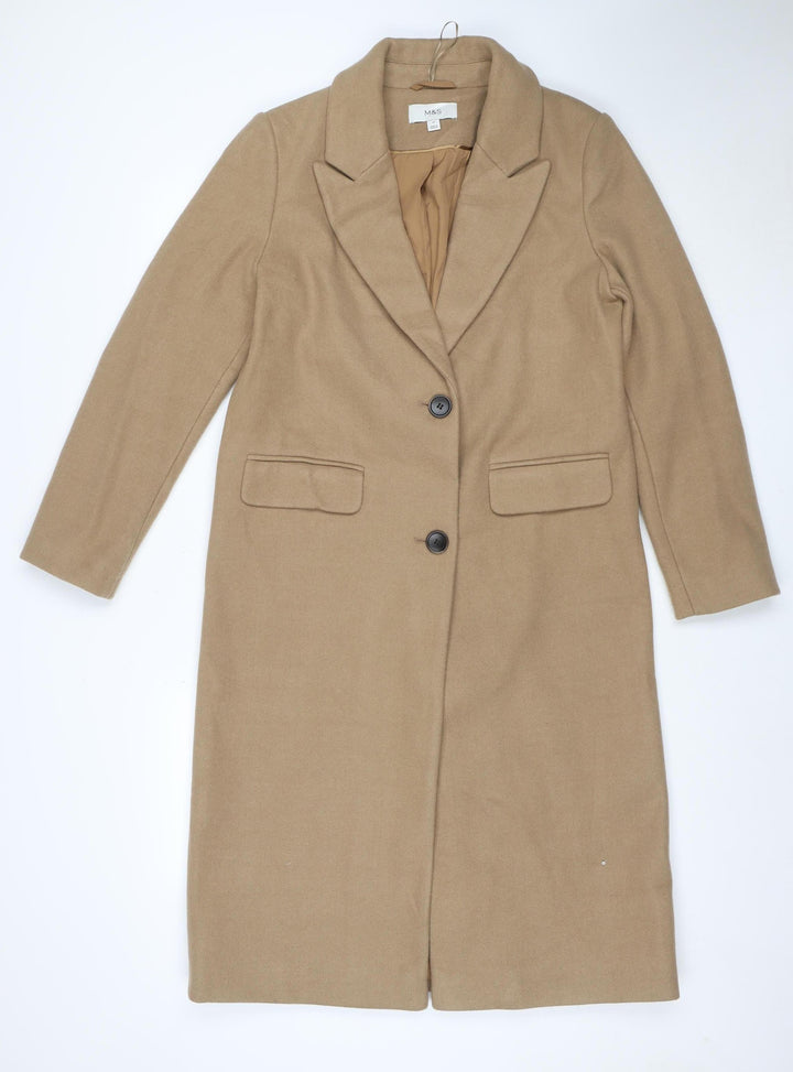 Marks and Spencer Women’s Beige Long Polyester Overcoat Size 10