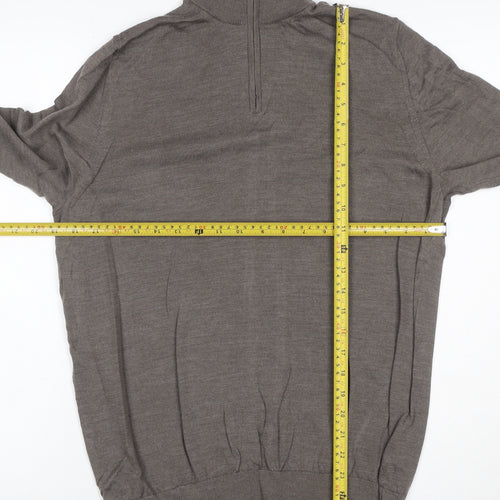 Marks and Spencer Men’s Brown Merino Wool 1/2 Zip Jumper L