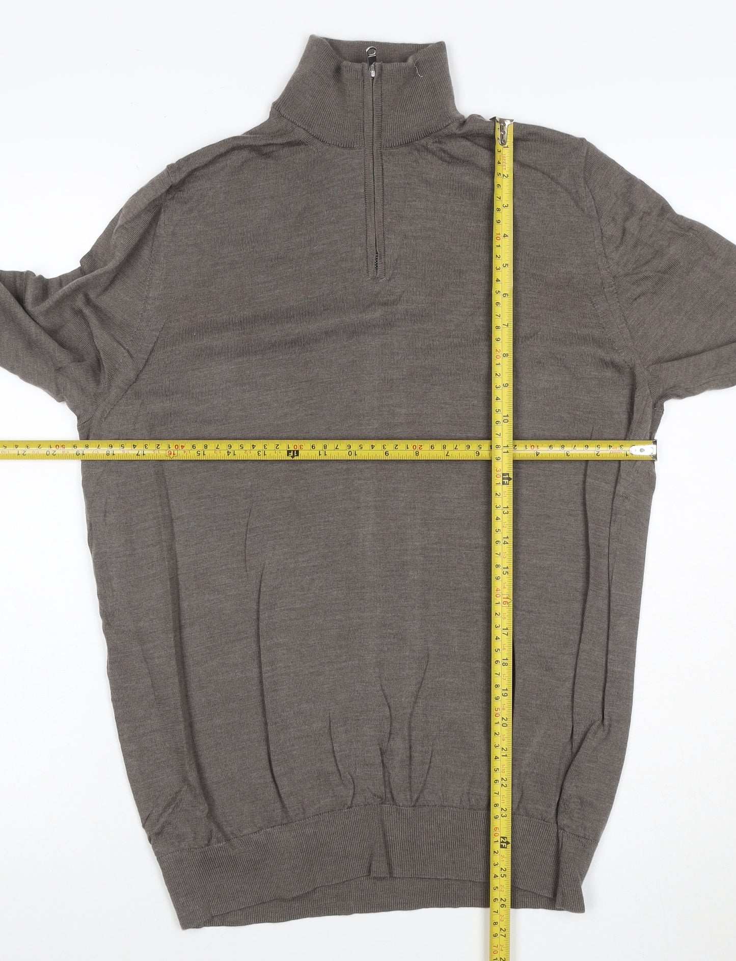 Marks and Spencer Men’s Brown Merino Wool 1/2 Zip Jumper L