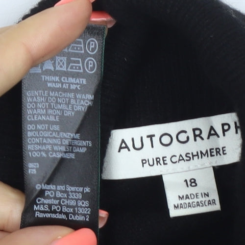 Marks and Spencer Autograph Women Black Cashmere Roll Neck Jumper Size 18