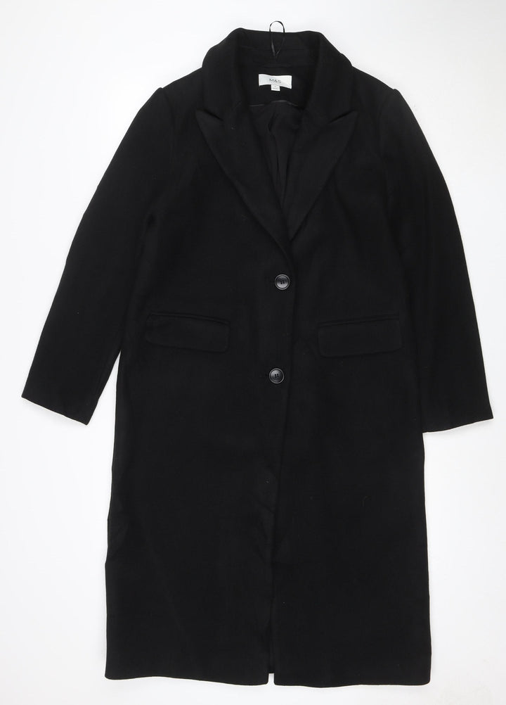 Marks and Spencer Womens Black Size 10 Long Overcoat