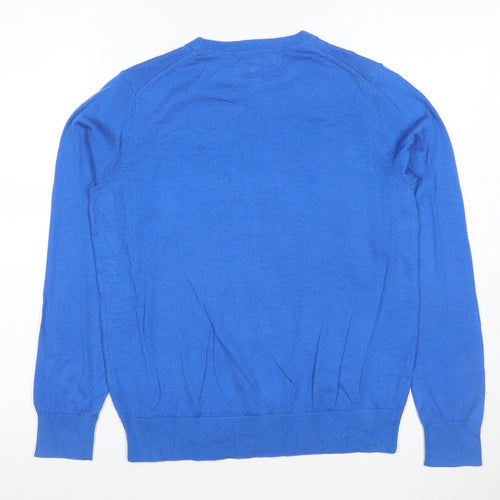 Marks and Spencer Women's Blue Merino Wool Crew Neck Jumper Size 10
