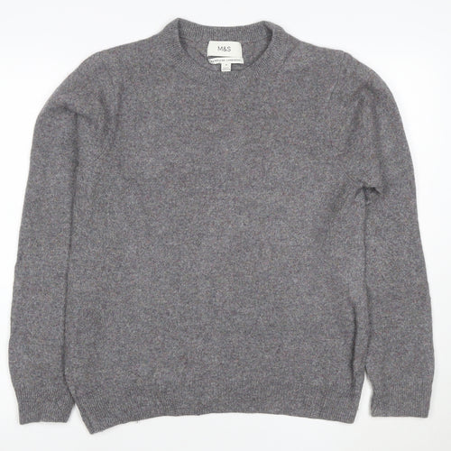 Marks and Spencer Mens Grey Wool Crew Neck Jumper M