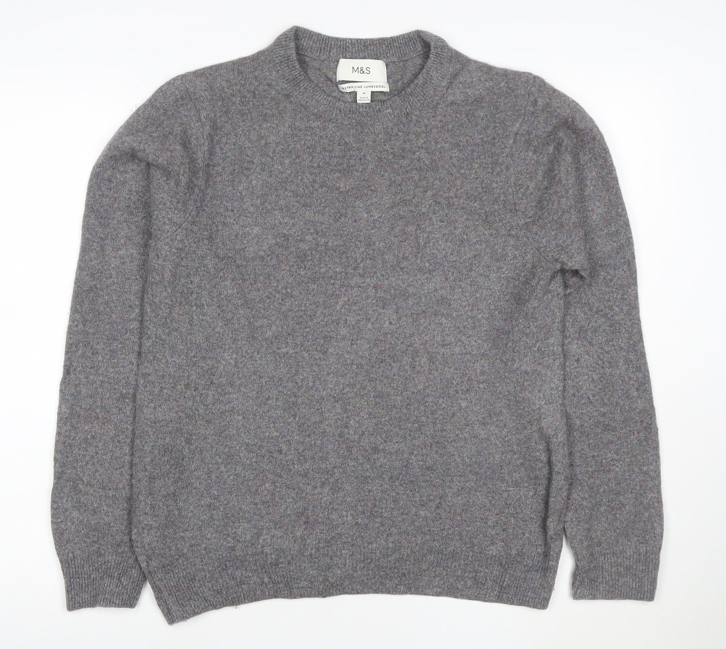 Marks and Spencer Mens Grey Wool Crew Neck Jumper M