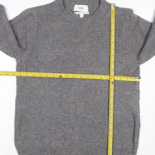 Marks and Spencer Mens Grey Wool Crew Neck Jumper M