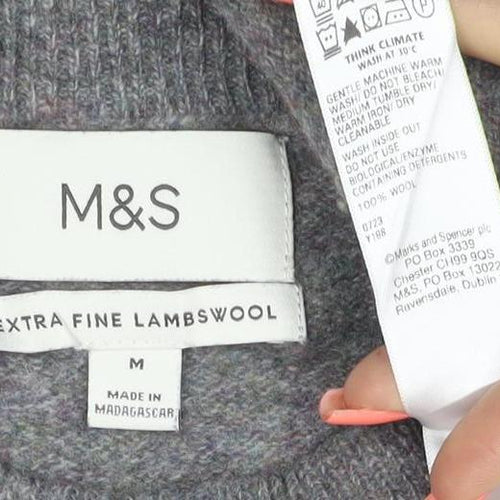 Marks and Spencer Mens Grey Wool Crew Neck Jumper M
