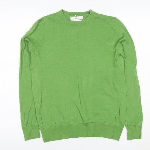Marks and Spencer Women Green Merino Wool Crew Neck Jumper Size 8