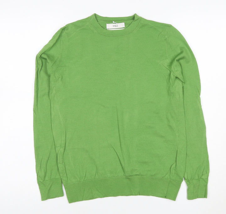 Marks and Spencer Women Green Merino Wool Crew Neck Jumper Size 8