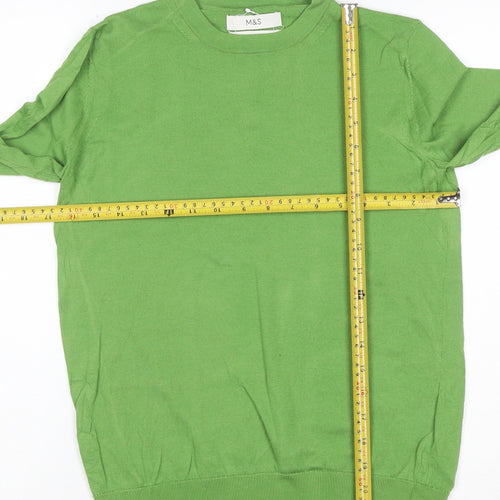 Marks and Spencer Women Green Merino Wool Crew Neck Jumper Size 8