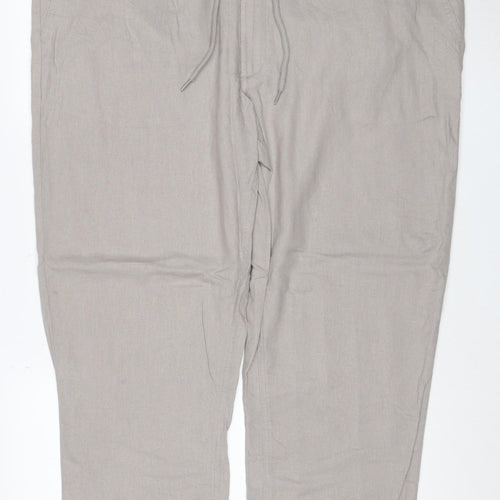 Marks and Spencer Men’s Beige Linen Blend Regular Fit Chino Trousers 46/29