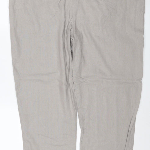 Marks and Spencer Men’s Beige Linen Blend Regular Fit Chino Trousers 46/29