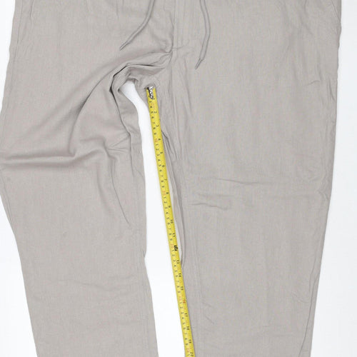 Marks and Spencer Men’s Beige Linen Blend Regular Fit Chino Trousers 46/29
