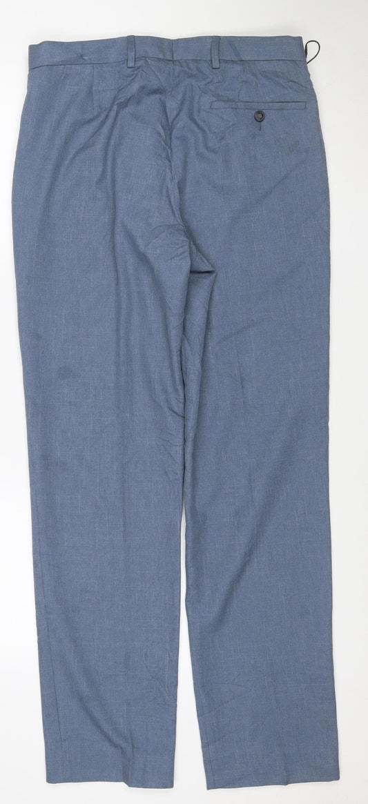 Marks and Spencer Men's Blue Regular Fit Chino Trousers 32W