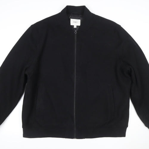 Marks and Spencer Men's Black 2XL Bomber Jacket Full Zip
