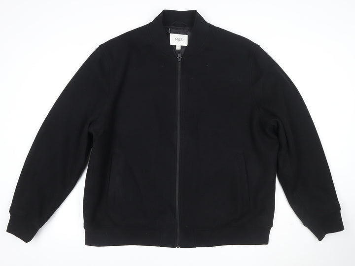 Marks and Spencer Men's Black 2XL Bomber Jacket Full Zip