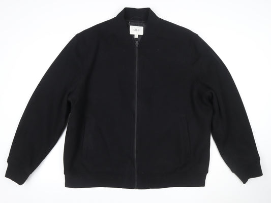 Marks and Spencer Men's Black 2XL Bomber Jacket Full Zip