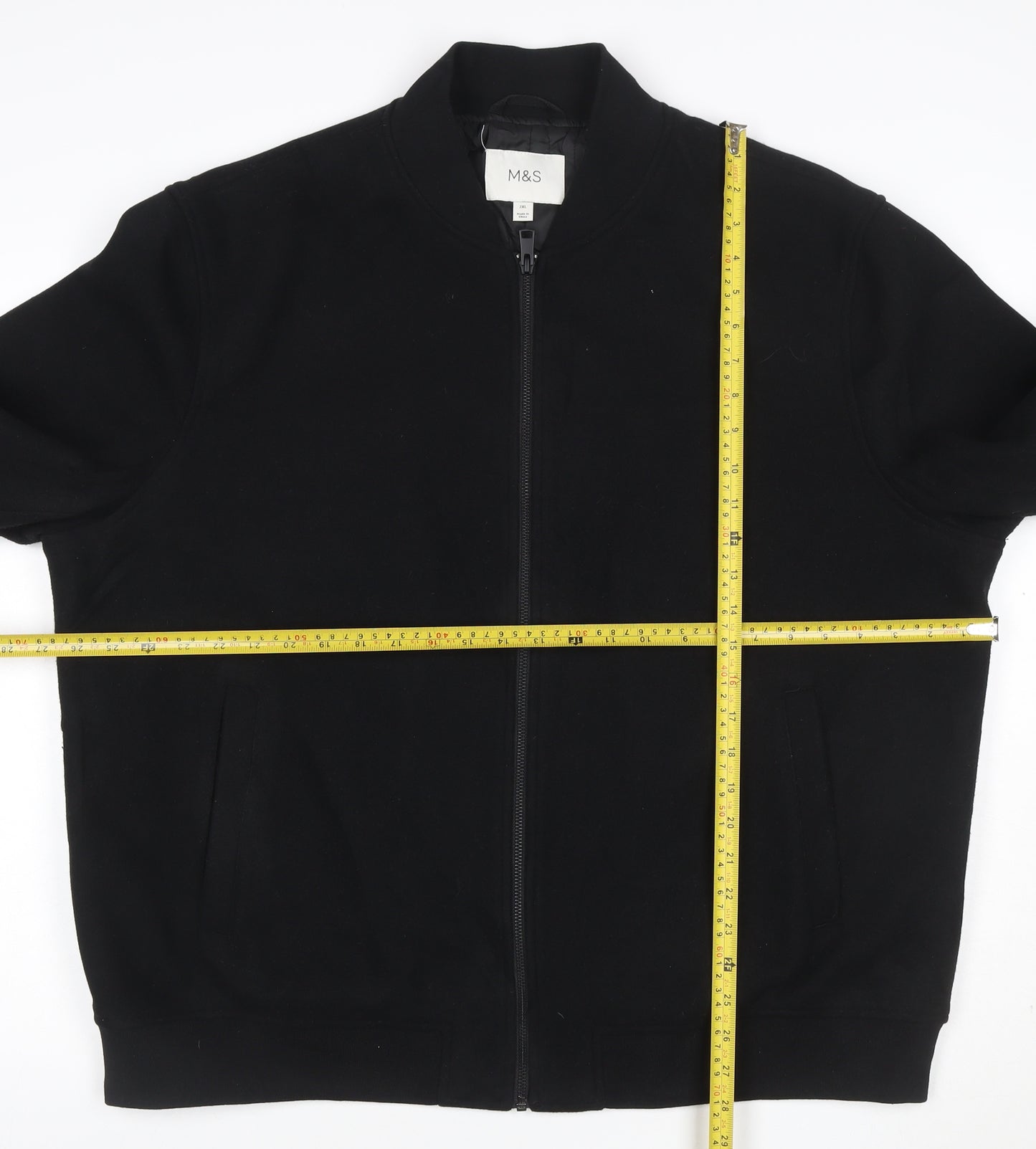 Marks and Spencer Men's Black 2XL Bomber Jacket Full Zip