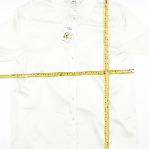 Marks and Spencer Women White Button-Up Blouse Size 10 Regular